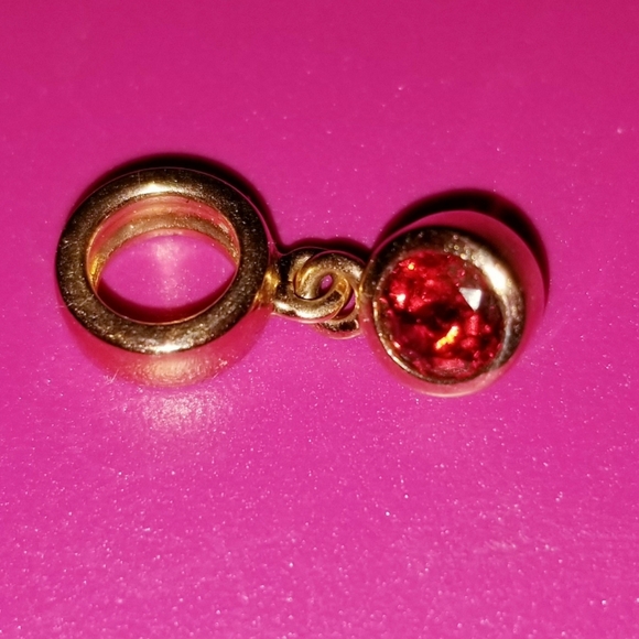 Garnet dangle 9k rose gold bracelet charm - Picture 1 of 7